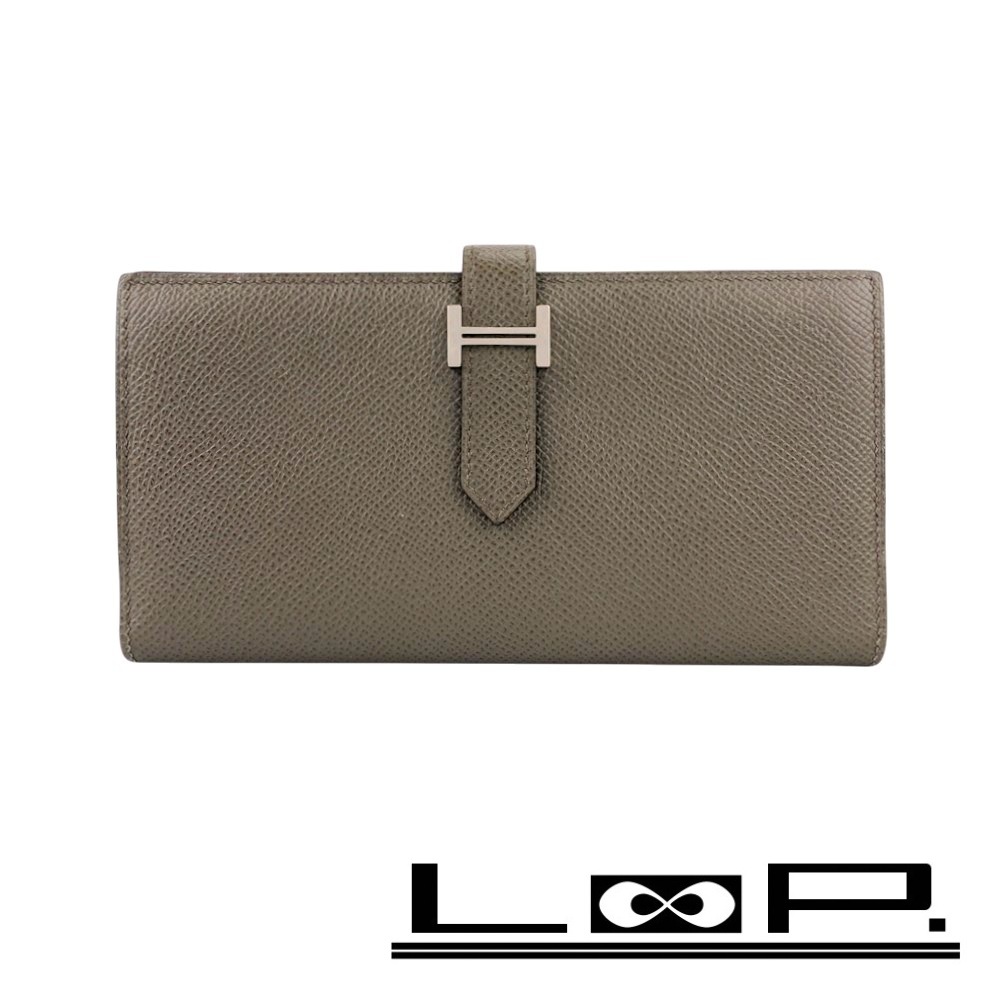 ■中古■ エルメス ベアンスフレ 長財布 ウォレット エプソン SS エタン シルバー C刻 箱 【480614】5拍卖