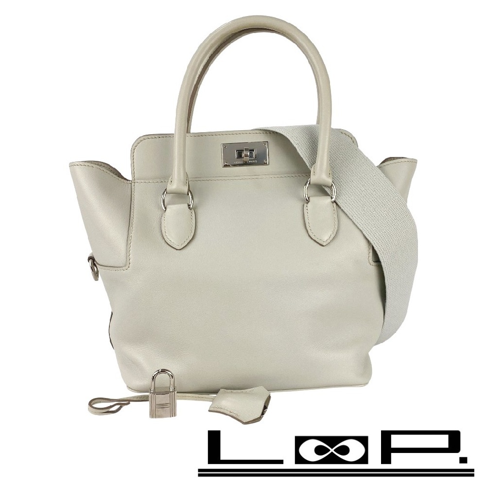 ■美品■ エルメス ツールボックス20 2WAY ハンド バッグ SS エヴァーカーフ べトン シルバー □O刻 【479298】3拍卖