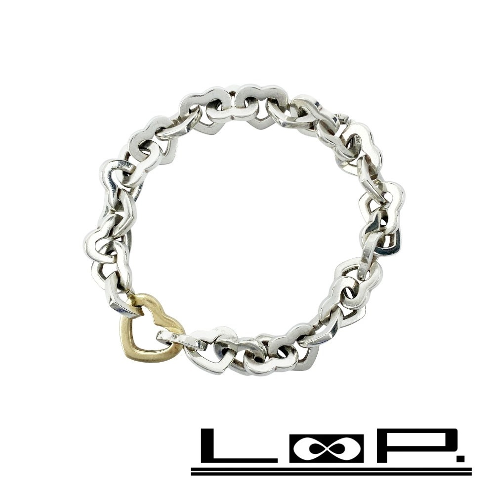 ■中古■ ティファニー ハートリンクチェーン ブレスレット アクセサリー コンビ シルバー ゴールド SV 925 750 【469220】11拍卖