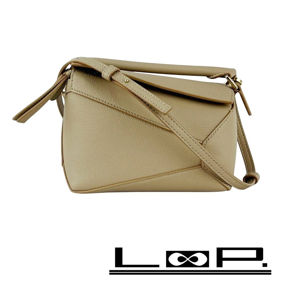 ■未使用■ ロエベ ミニ パズル バッグ 2WAY ハンド ショルダー レザー ベージュ A510P88X162150 【482298】11拍卖
