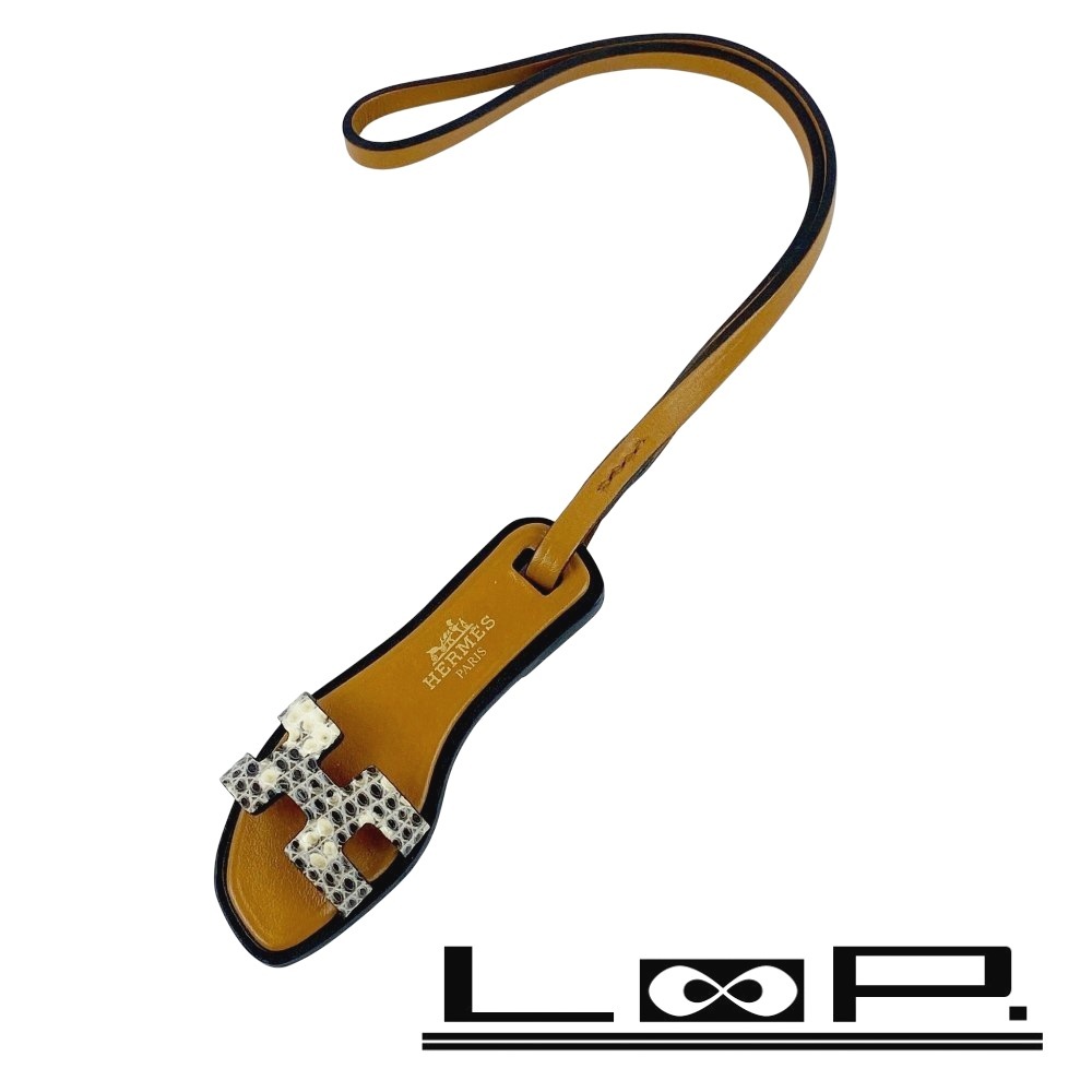 ■未使用■ エルメス オラン ナノ チャーム サンダル リザード オンブレ ナチュラルサブレ ブラック 箱 【467646】8拍卖