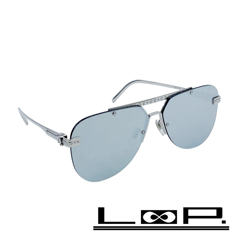 ■新同■ ルイヴィトン サングラス ティアドロップ リムレス アイウェア SS シルバー 63□13 145 Z1262E 箱 【27332】11拍卖