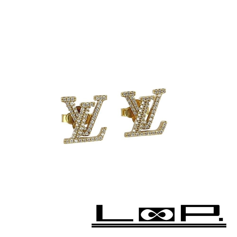 ■新同■ ルイヴィトン アイコニック ストラス ピアス アクセサリー ラインストーン GP ゴールド M00609 箱 【483424】8拍卖
