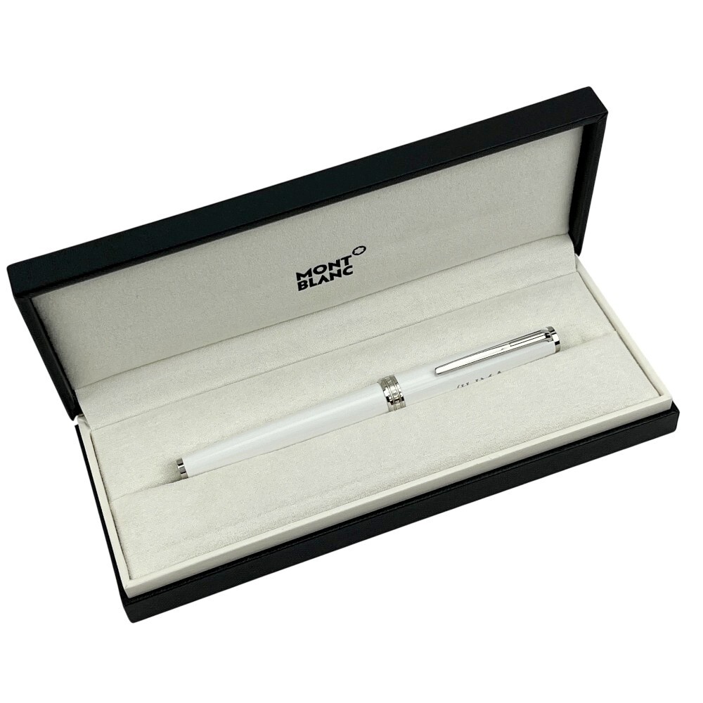 ■1円~■未使用■ モンブラン ボールペン 筆記用具 ホワイト シルバー ネーム入り 箱 1スタ 【459214】11拍卖