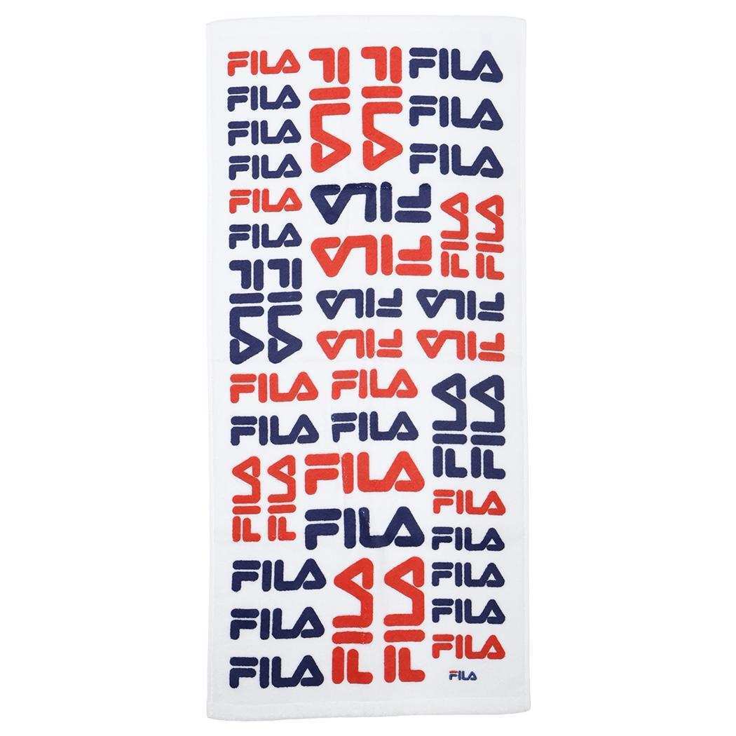 FILA フィラ ロングタオル フルフィーコットン フェイスタオル パターンロゴ ネイビー タオル美術館 プレゼント 汗拭きタオル拍卖