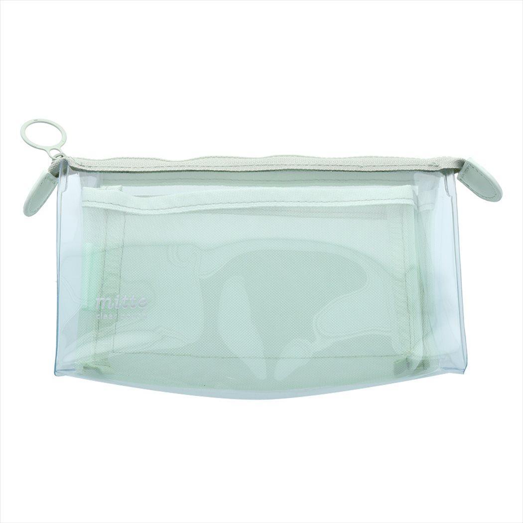 ペンケース クリアポーチ メッシュ マチ mitte アイスグリーン拍卖