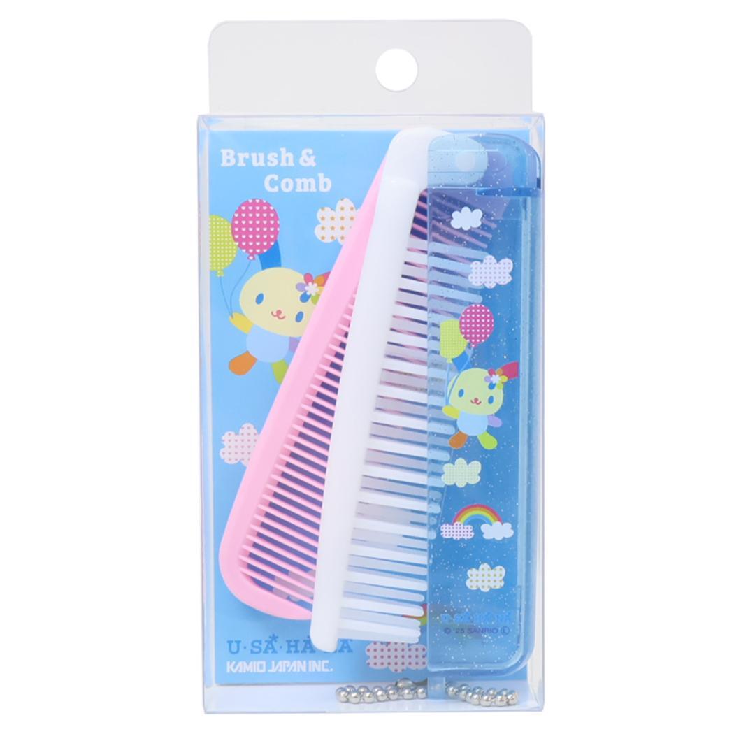 ウサハナ ヘアブラシ 折りたたみブラシ&コーム 空 サンリオ カミオジャパン プレゼント かわいい 折りたたみくし キャラクター拍卖