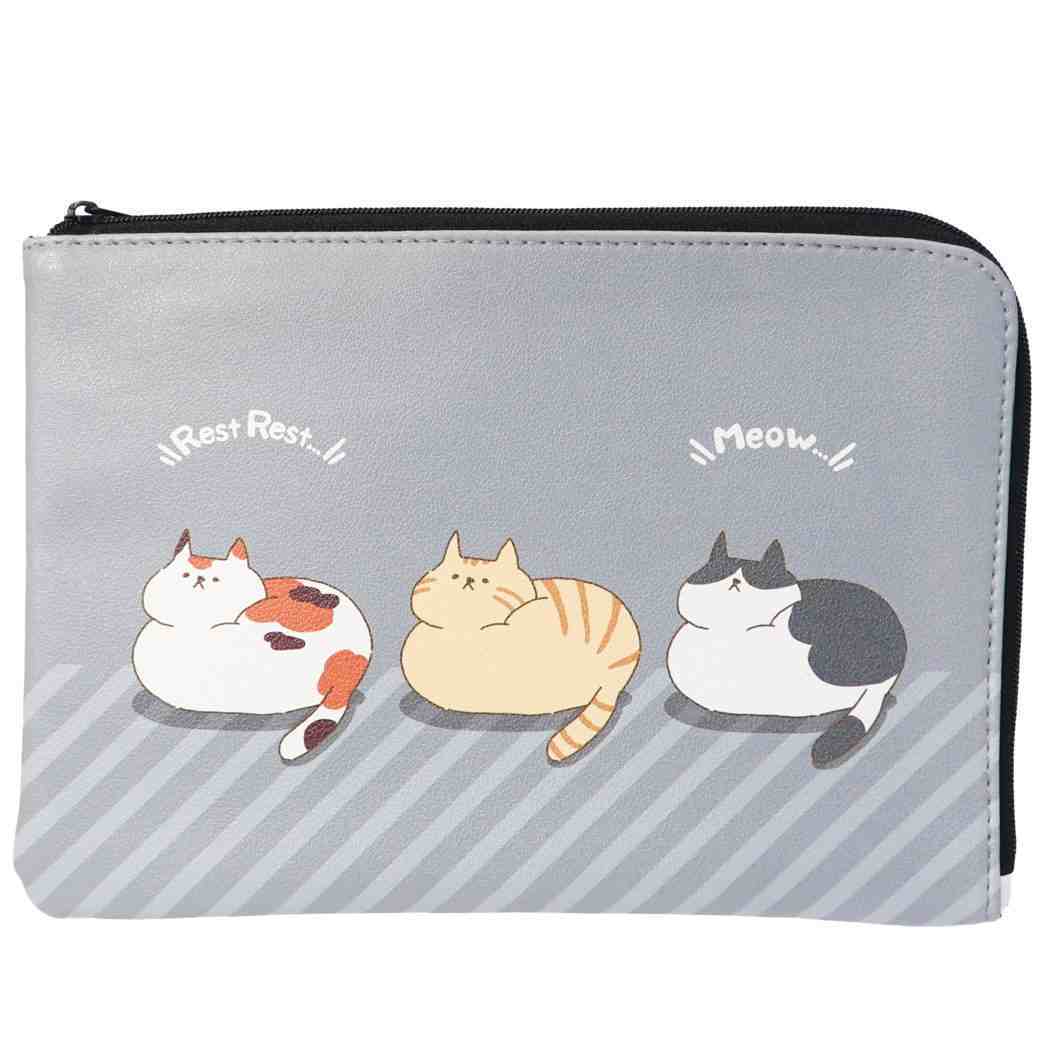 抗菌 スリム マルチケース 母子手帳ケース にゃんこ ねこ グレー 通帳 パスポート収納 プレゼント 男の子 女の子 ギフト バレ拍卖