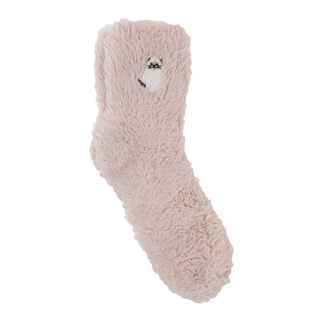 女性用靴下 モコニャン シェニールルームソックス ピンク フレンズヒル拍卖