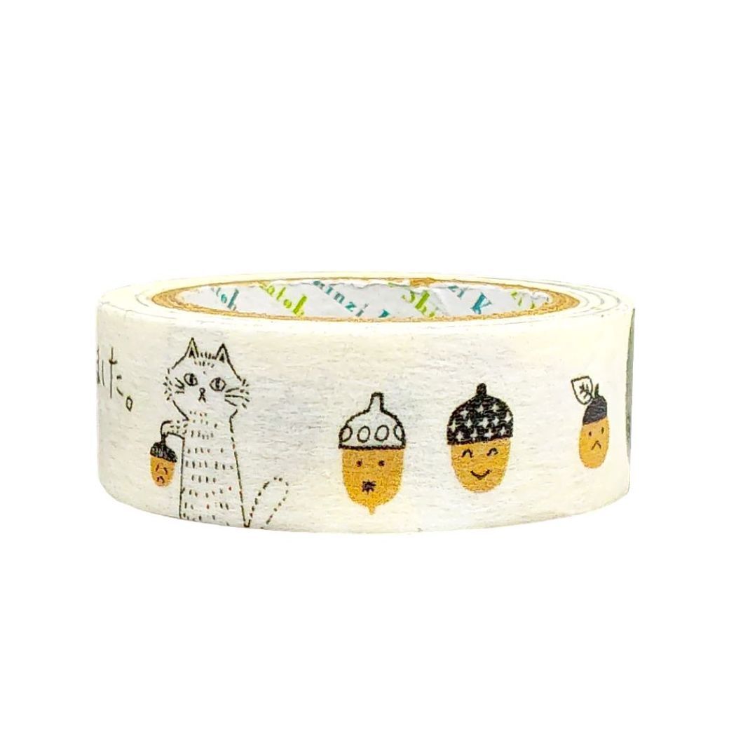 マステ 宮沢賢治幻燈館 モノクローム マスキングテープ 15mm どんぐりと山猫 ステーショナリー拍卖