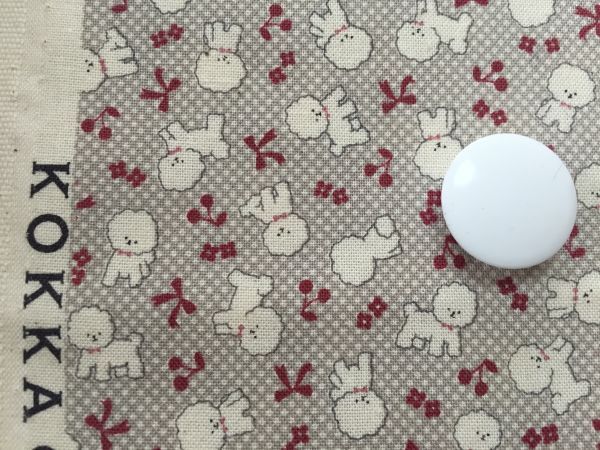 UQ-34 布時間◆ シーチング【KOKKA】108㎝ × 70㎝ 可愛い子犬 サクランボ リボン ベージュ系拍卖