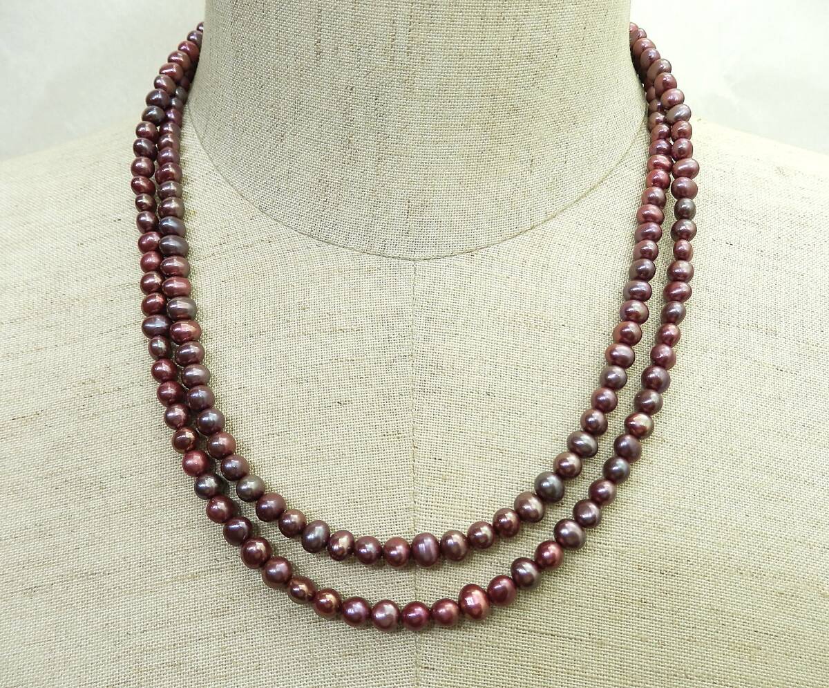 パール・真珠 池蝶パール 2連ネックレス 44cm 約27g 現状品 売り切り拍卖