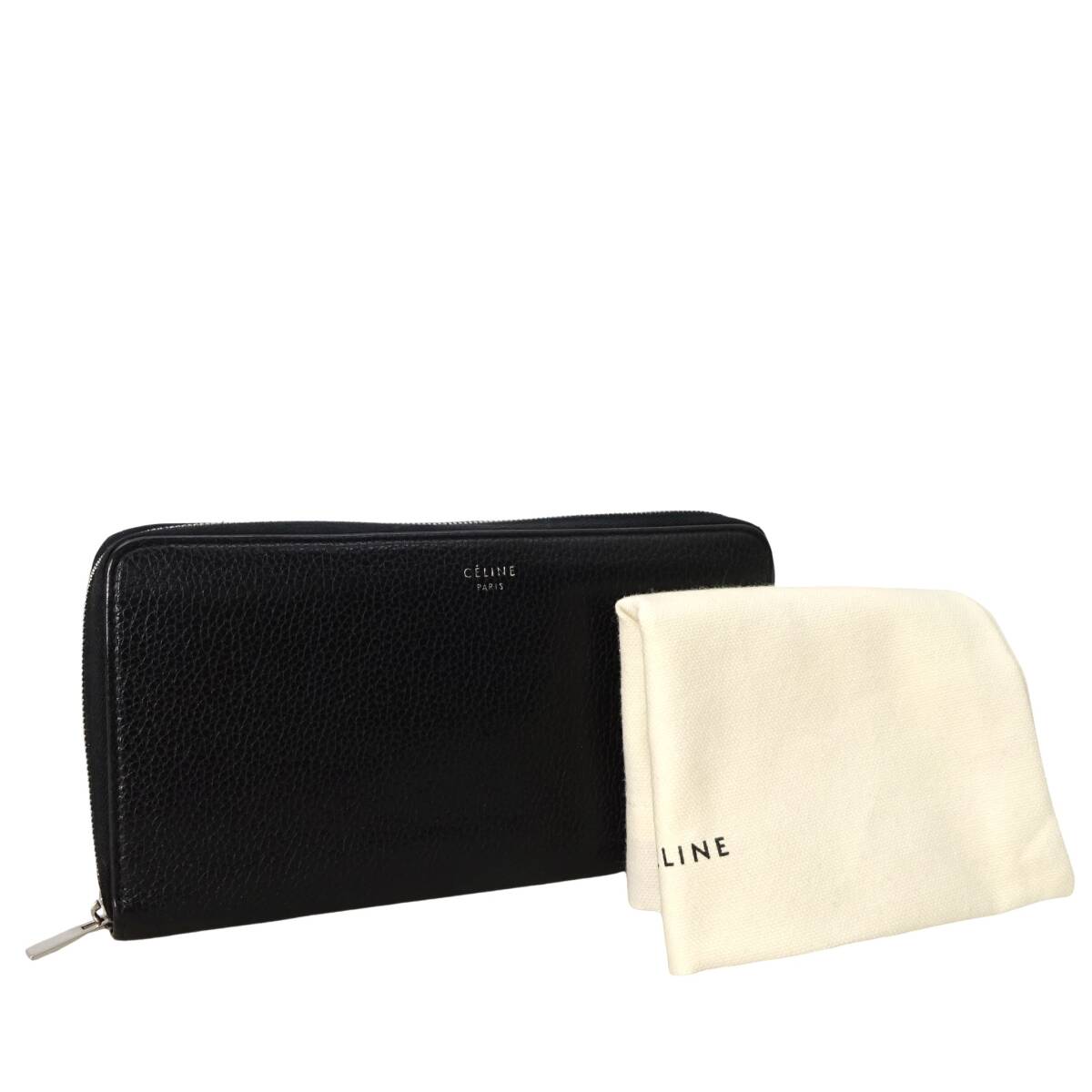 本物 ■セリーヌ■ラージ ジップ マルチファンクション 105003 ブラック レザー ラウンドファスナー長財布拍卖