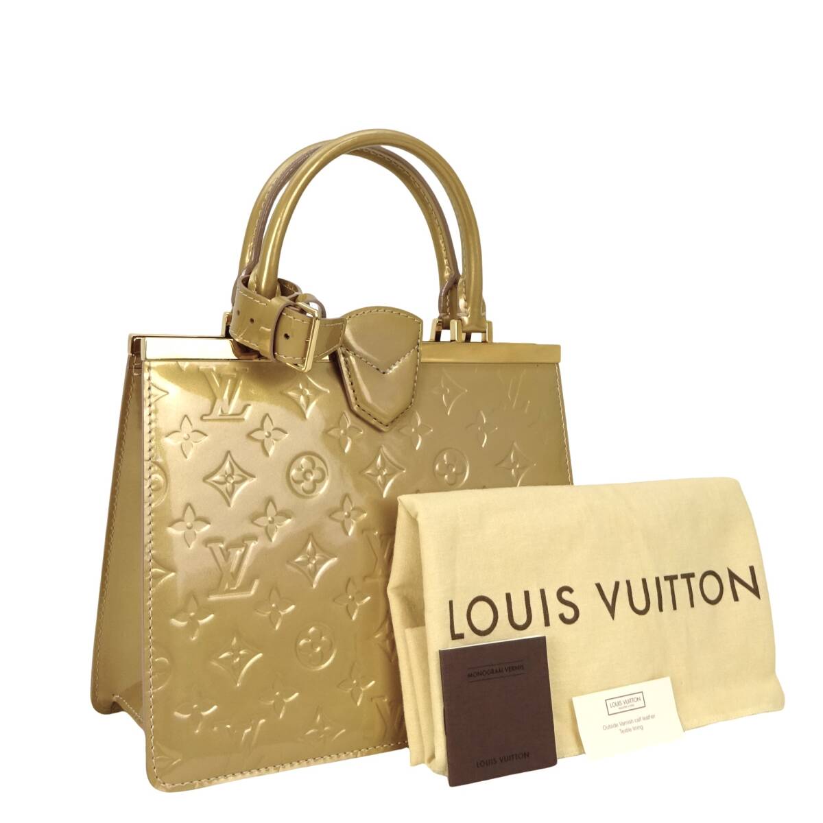 本物 良品 ■ルイヴィトン■モノグラム・ヴェルニ ベージュプードル M91760 デエス PM スモール ハンドバッグ拍卖