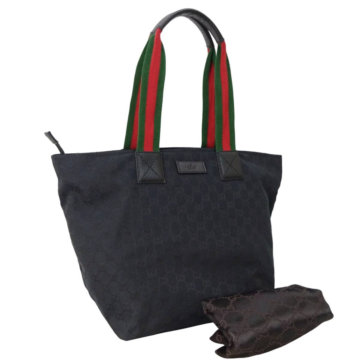本物 良品 ■グッチ■シェリーライン GG キャンバス ブラック レザー121231 ショルダートートバッグ ハンドバッグ拍卖