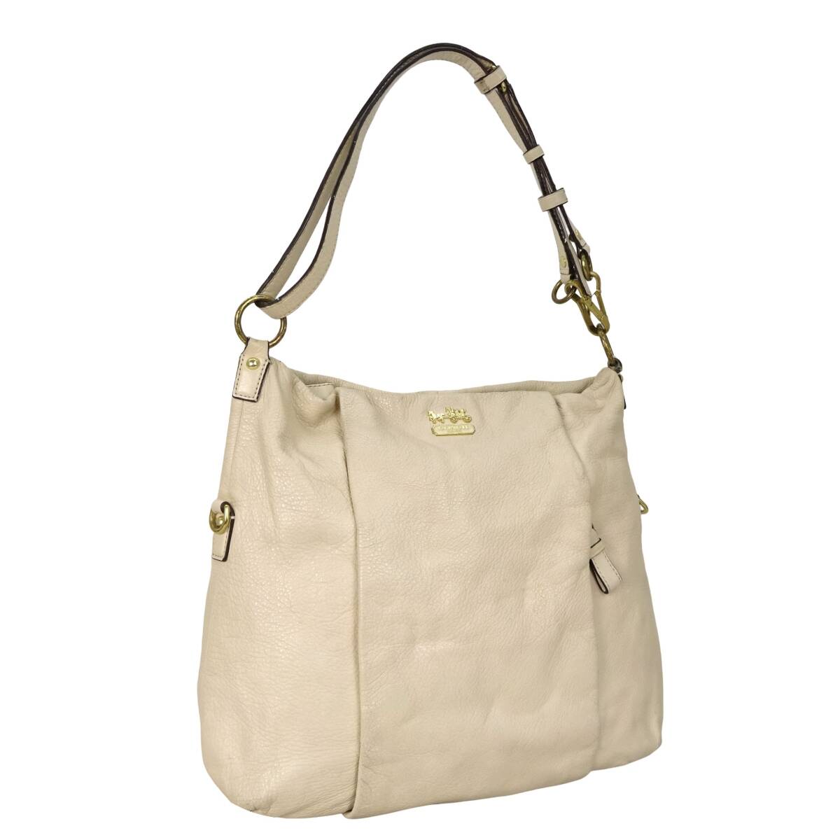 本物■コーチ■マディソン レザー イザベル ホーボー ゴールド ベージュ ショルダーバッグ ハンドバッグ /515802拍卖