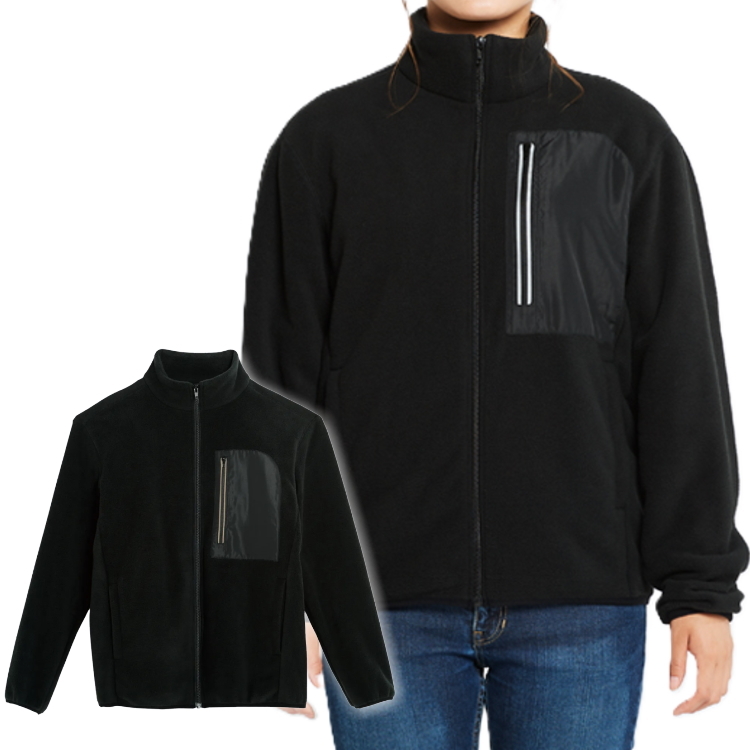新品 glimmer リフレクーポケット付き フルジップ フリースジャケット ブルゾン フリース ジャケット ブラック M表記サイズ JKT 238-RFJ拍卖