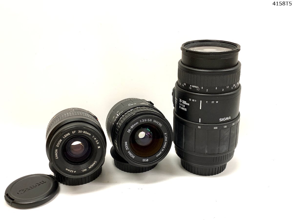 CANON キャノン EF 35-80mm 1:4-5.6 Ⅲ SIGMA シグマ ZOOM 28-80mm 1:3.5-5.6 70-300mm 1:4-5.6 DL MACRO カメラ レンズ 3本 4158T5-8拍卖