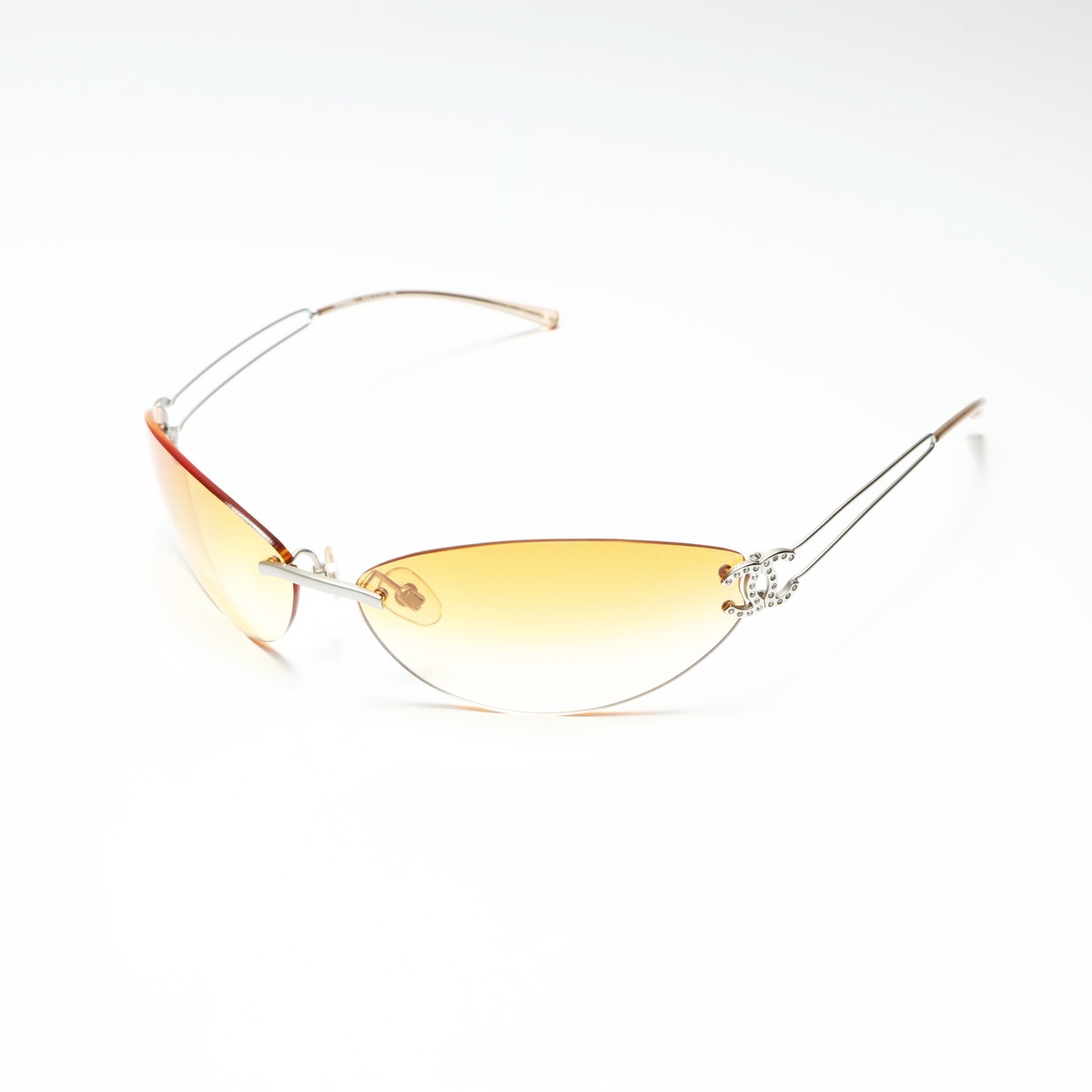 シャネル CHANEL サングラス 4番台 1996-1997リムレス ココマーク グラデーションレンズ オレンジ拍卖