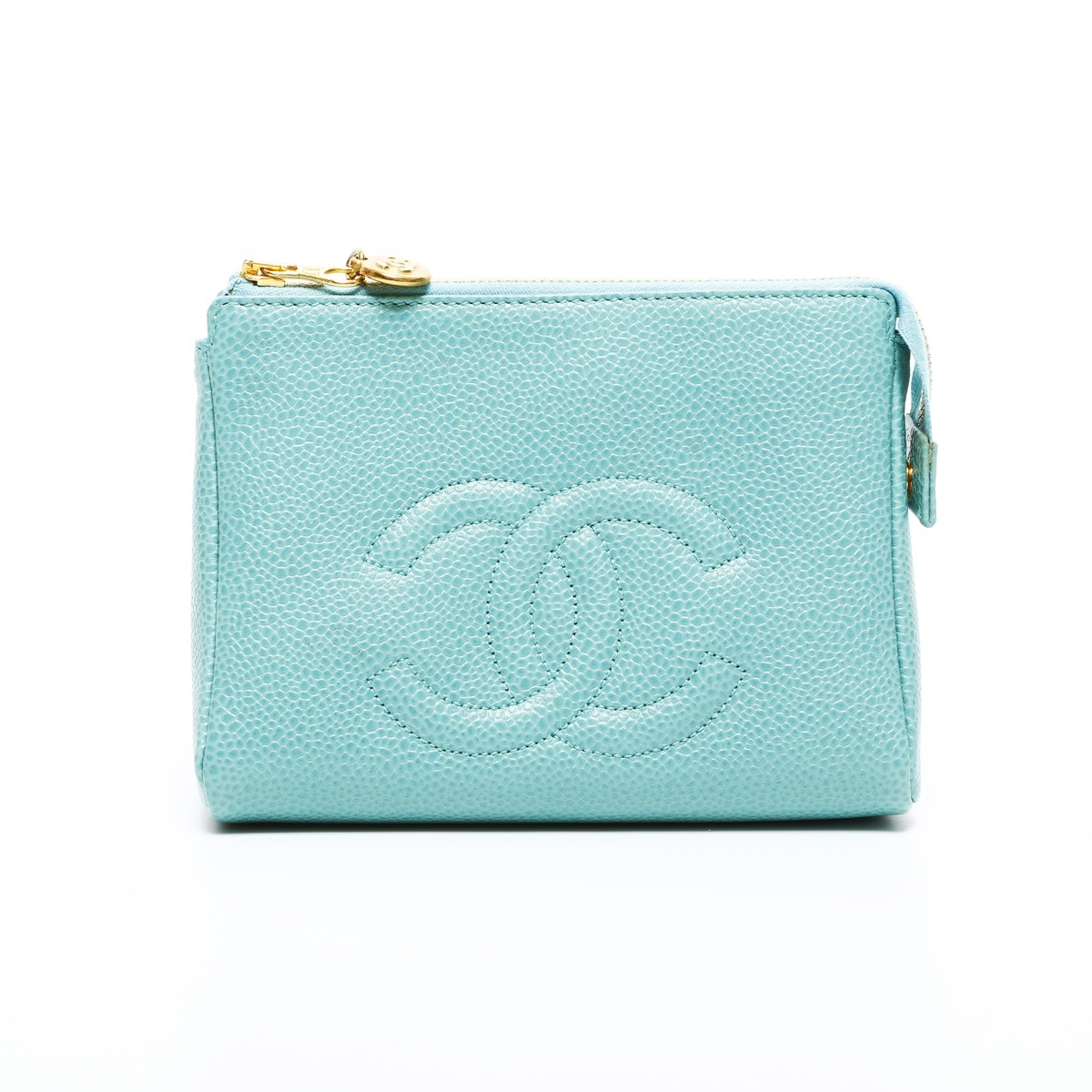 シャネル CHANEL ポーチ 5番台 1997-1999 ココマーク キャビアスキン レザー グリーン拍卖