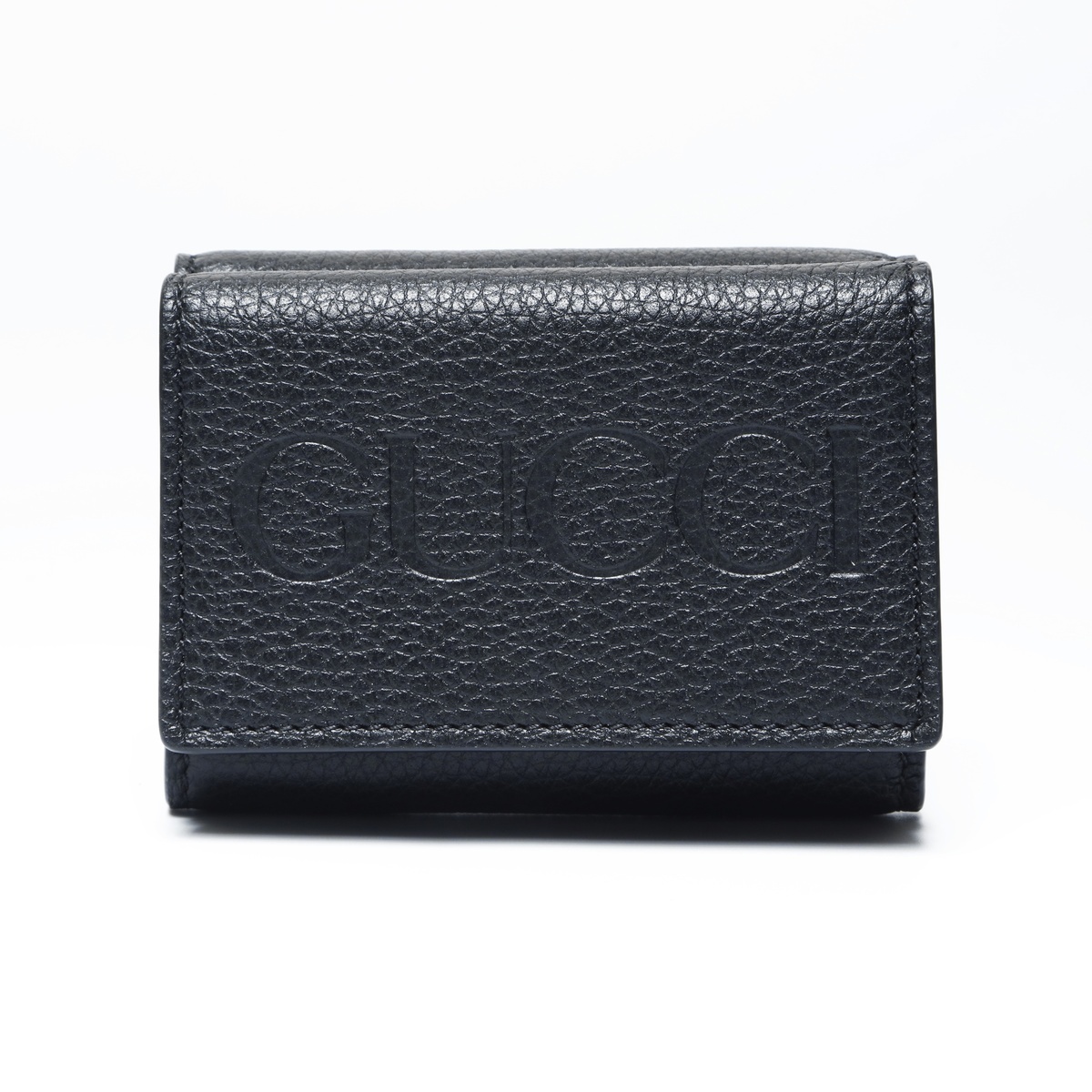 グッチ GUCCI 三つ折り財布 スモール コンパクト レザー ロゴ 736151 ブラック拍卖