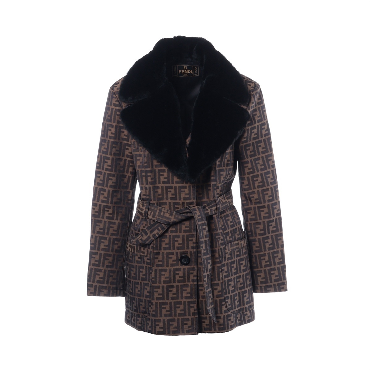 フェンディ FENDI ジャケット ズッカ 襟付き 42 ブラウン拍卖