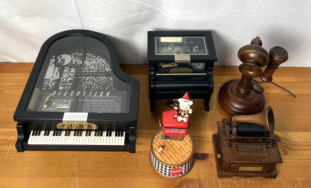 【M924】 オルゴール/色々5個/まとめ/ジュエリーBOX/アクセサリーケース/小物入れ/木製オルゴール/コカ・コーラ/中古品/ジャンク混在拍卖