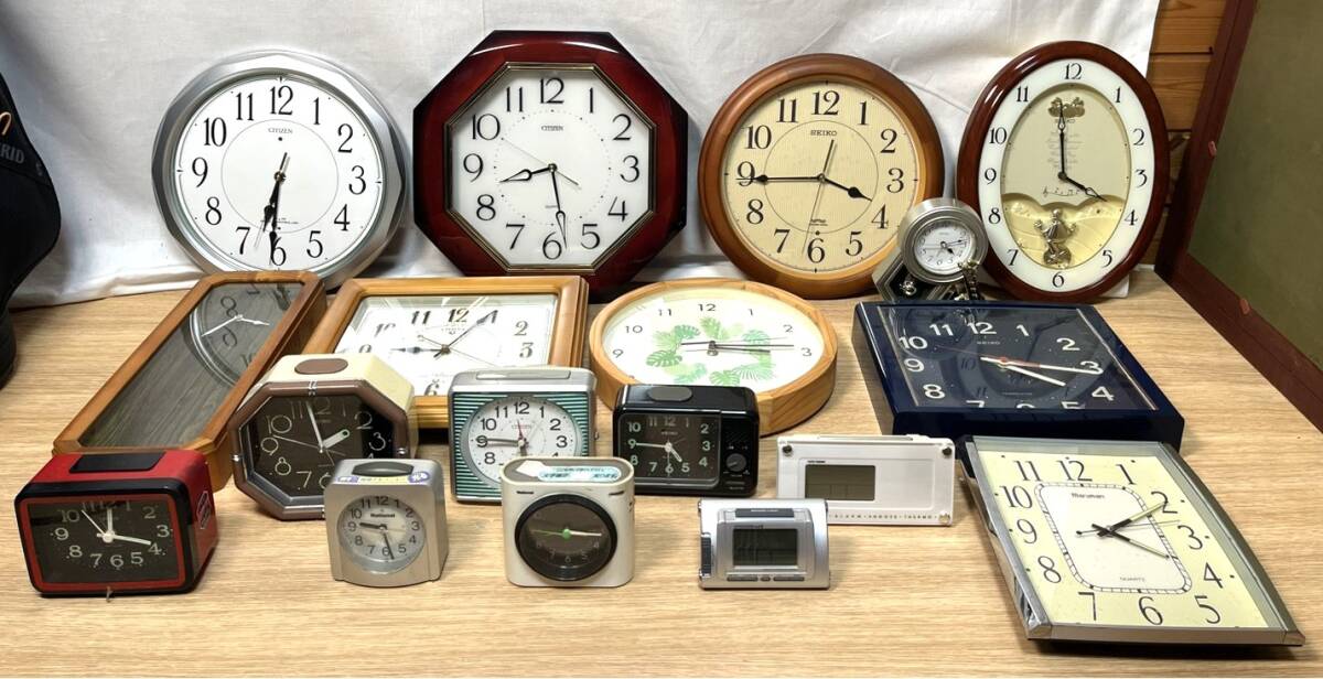 【M926】時計/色々/まとめ/18点/掛け時計/壁掛け/振り子/卓上/置き時計/目覚まし時計/SEIKO/CITIZEN/Nationalなど/ジャンク拍卖