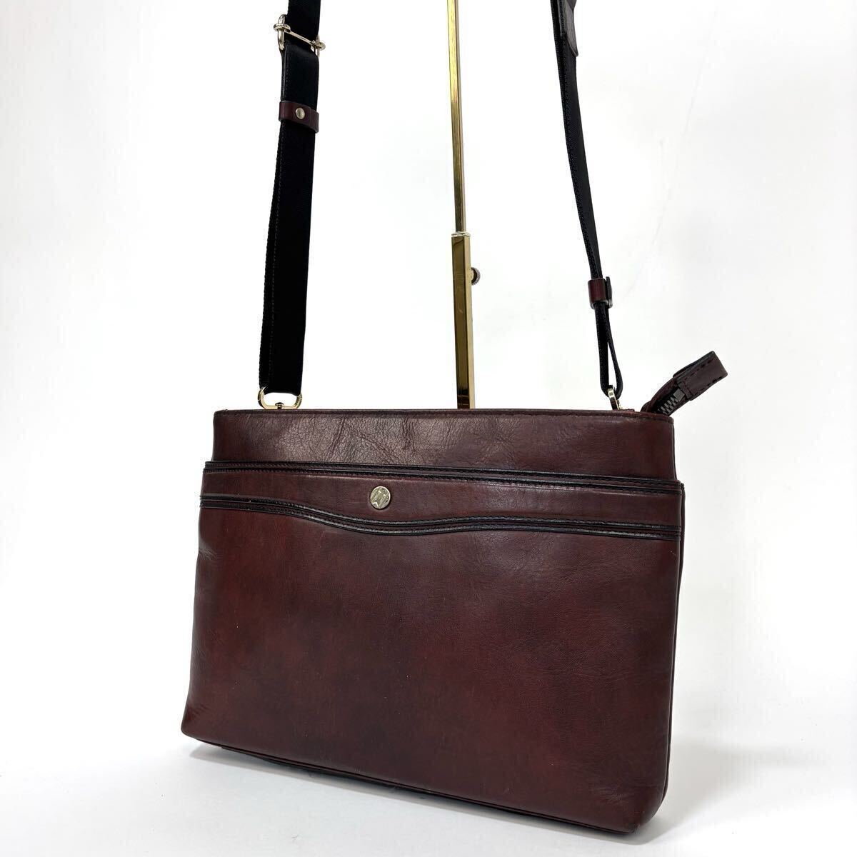 『極美品!』ドイツ老舗 GOLD PFEIL ゴールドファイル 牛革 レザー 2way ショルダーバッグ バーガンディー クラッチバッグ 拍卖