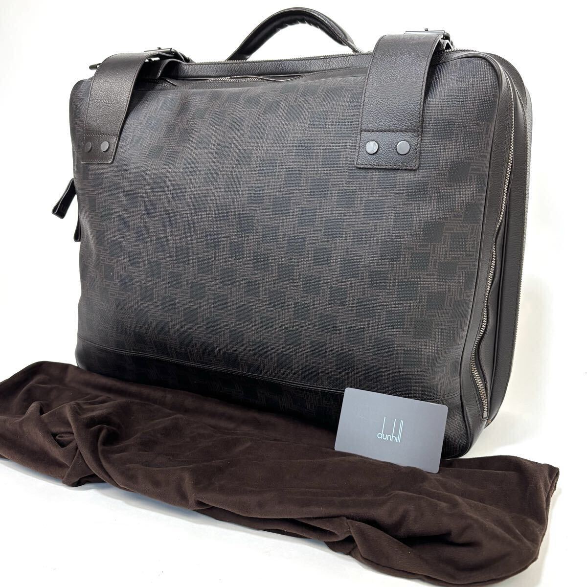 『極美品!』dunhill ダンヒル ディーエイト 24アワーズ アタッシュケース ボストンバッグ スーツケース 旅行鞄PVC レザーダーク ブラウン拍卖