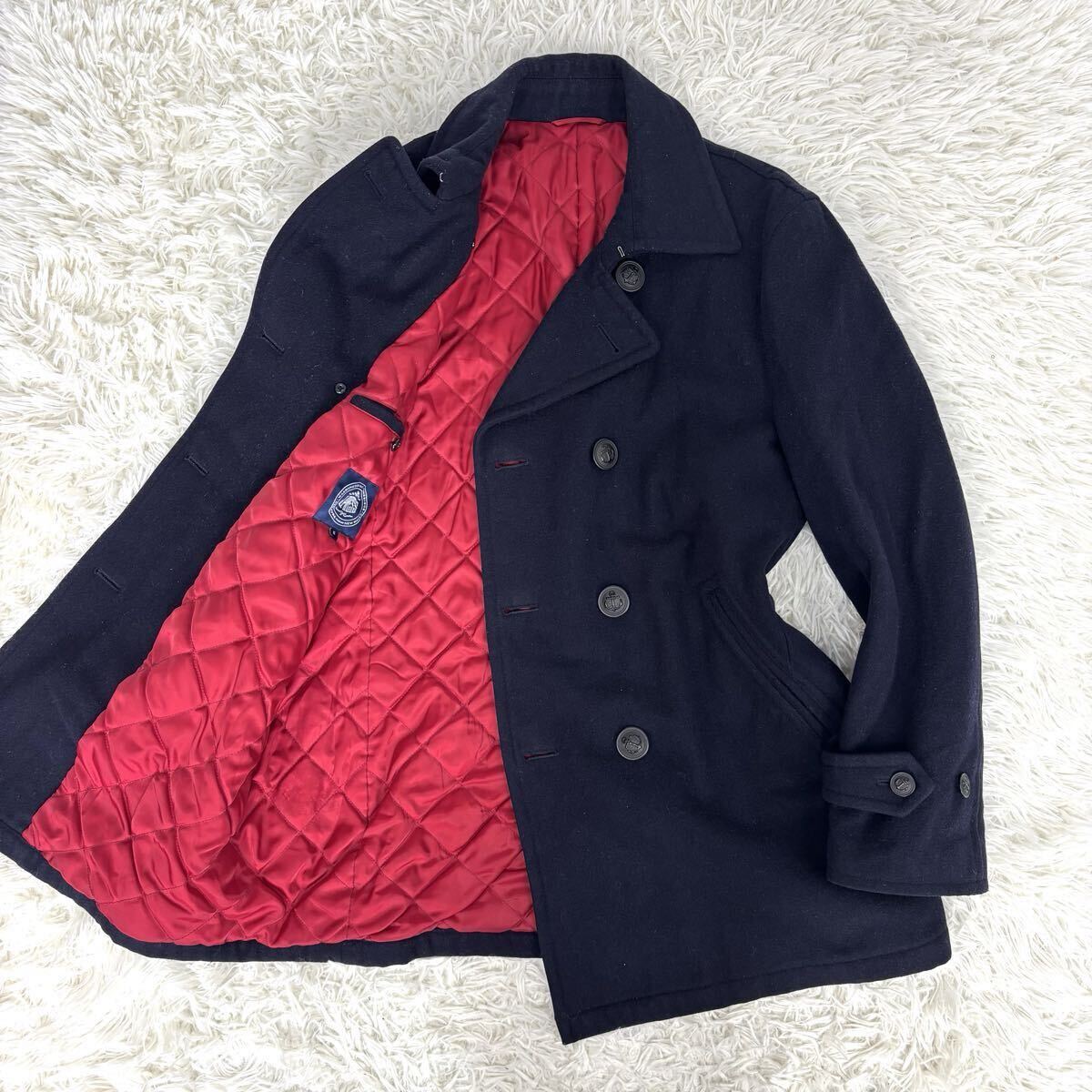 『王道アメトラ!』 J.PRESS ジェイプレス メルトンウール Pコート ピーコート ネイビー 紺色 LL アンカーボタン 大きいサイズ拍卖