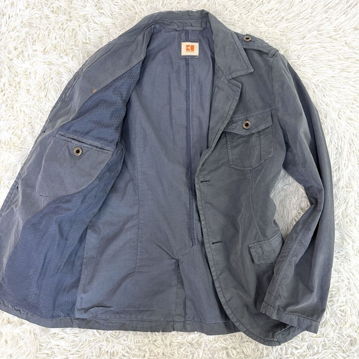 『希少サイズ!52!!』HUGO BOSS ORANGE ヒューゴボス コットンナイロン ウォッシュド加工 テーラードジャケット XXL 大きめ拍卖