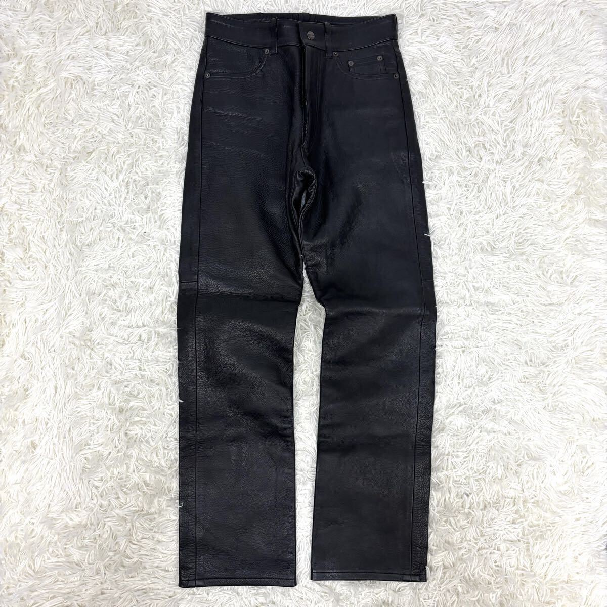 『本格バイカー!』日本製 KUSHITANI クシタニ 牛革 5ポケット レザーパンツ ブラック 黒 M モーターサイクル ツーリング拍卖