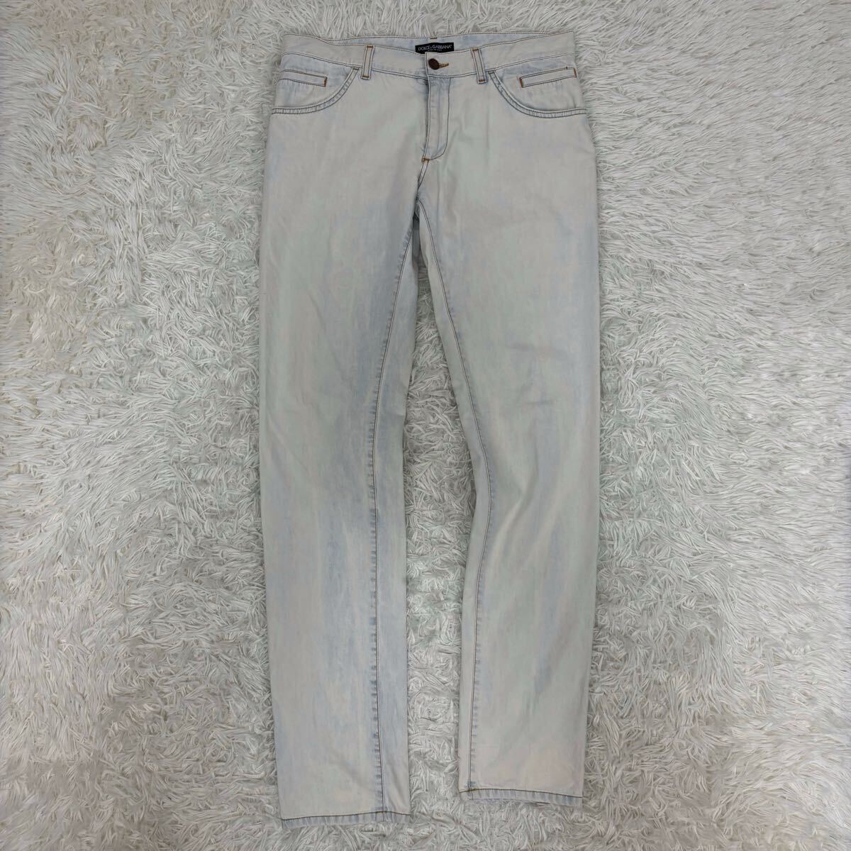 『名作!』イタリア製 DOLCE&GABBANA ドルチェ&ガッバーナ 14 GOLD ハイブリーチ加工 デニムジーンズ 48 インディゴ拍卖