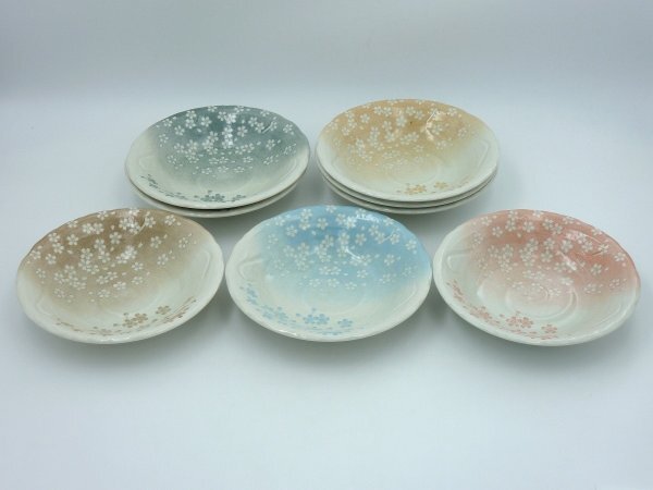 ◆◇桜みずき カレー皿 5色計8枚 / 約24cm 盛皿 深皿 パスタ皿 大皿 日本製 美濃焼 業務用 和食器 飲食店 陶器 まとめて / 未使用 訳有◇◆拍卖