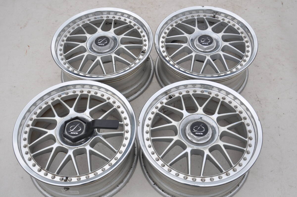 深リム STICH MR2 シュティッヒ 17インチ 7J+27 PCD114.3マルチ 4/5穴 メッシュ 4本 シルビア SXE10 EK9 SW20 JDM拍卖