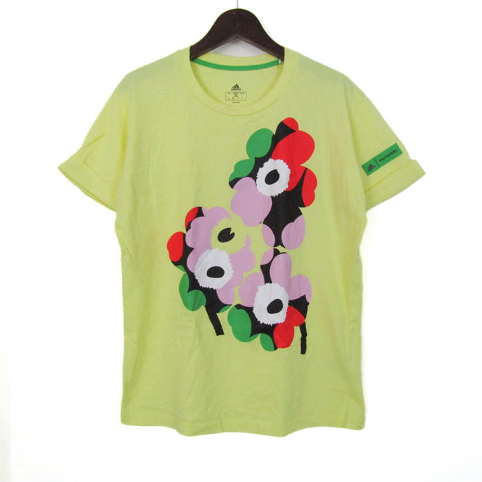 アディダス 半袖Tシャツ トップス フラワープリント スポーツウエア キッズ 女の子用 160サイズ 黄×紫×緑 adidas拍卖