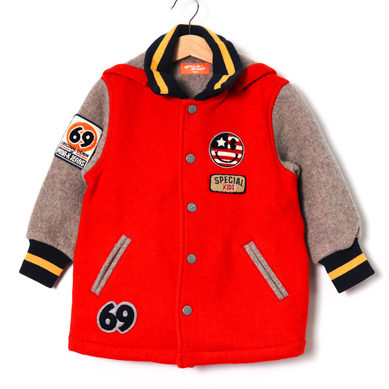 ミニケージーンズ スタジャン フード付き ジャンパー アウター キッズ 男の子用 100サイズ レッド MINI-K JEANS拍卖
