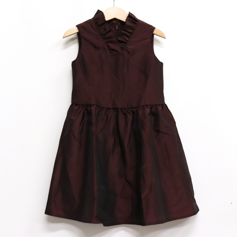 コムサ・デ・モード ノースリーブワンピース フリル衿 日本製 キッズ 女の子用 110Aサイズ ブラウン COMME CA DU MODE拍卖