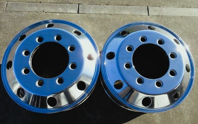 送料無料 美品 アルコア アルミホイール JIS 球面座 22.5×7.50 162 8穴 フロント用 鏡面仕上げ済み 2本セット その15拍卖