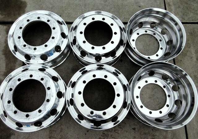 送料無料 アルコア アルミホイール ISO 平面座 22.5×7.50 10穴 研磨済み 6本セット拍卖