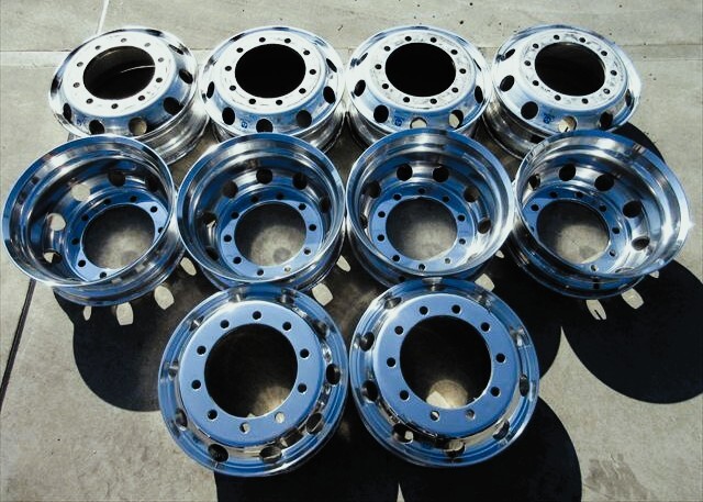 送料無料 美品 アルコア アルミホイール ISO 平面座 22.5×7.50 10穴 鏡面仕上げ済み 10本セット その2拍卖