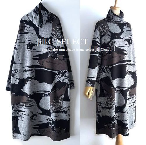 新品【送料185円】伸縮◎軽量で暖かい ドロップショルダー*裏起毛プルオーバー*ワンピース*オフタートルネック*ポケット付き*7770bk拍卖