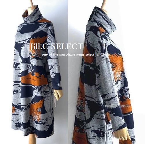 新品【送料185円】伸縮◎軽量で暖かい ドロップショルダー*裏起毛プルオーバー*ワンピース*オフタートルネック*ポケット付き*7770.NV拍卖