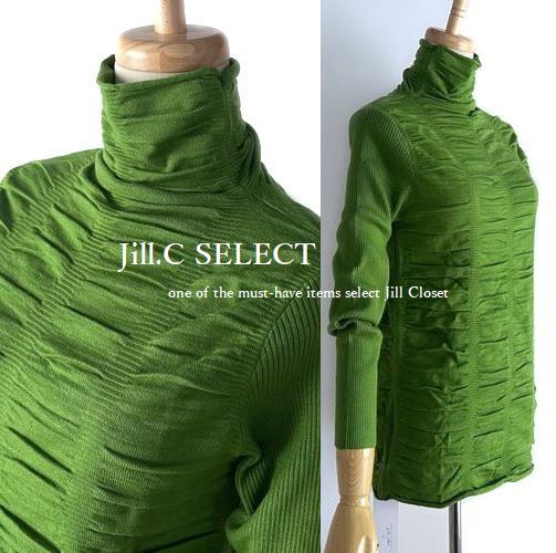 新品【送料185円】万能♪伸縮性抜群 シャーリングストレッチニット×リブ*緩やかハイネックdesign*通勤オフィス対応◎プルオーバー4197.GE拍卖