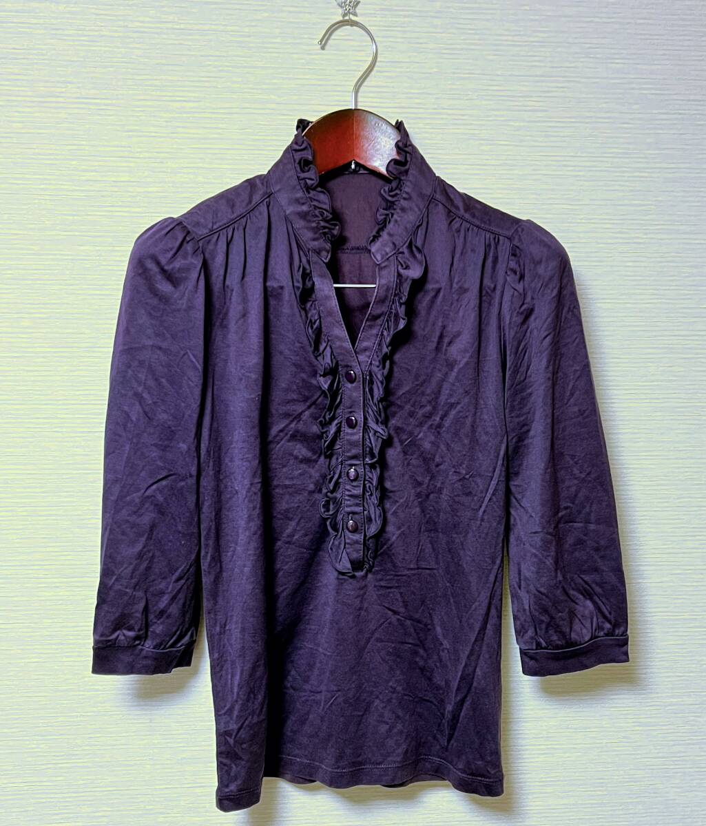 高島屋購入品 ROPE ロペ ブラウス 6分袖 紫 フリル拍卖