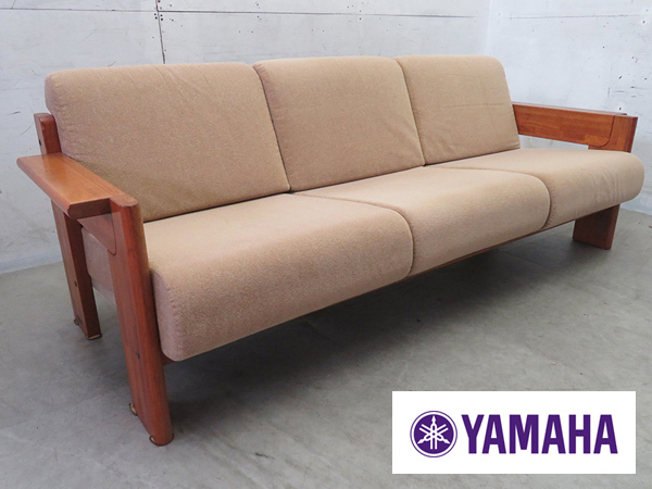 ■P314■ジャパンヴィンテージ■YAMAHA/ヤマハ■レトロ■3人掛けソファ/3シーター■無垢材■ファブリック拍卖