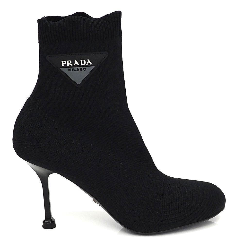 I05183 美品 PRADA/ソックスブーツ 【サイズ:37】 ブラック ブーティ プラダ レディース拍卖