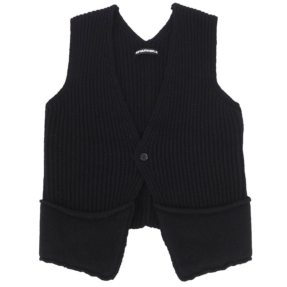 J06207 超美品 25AW RIPVANWINKLE/Knit Gillet ニット ジレベスト 【サイズ:L】 ブラック RB-720 リップヴァンウインクル メンズ拍卖