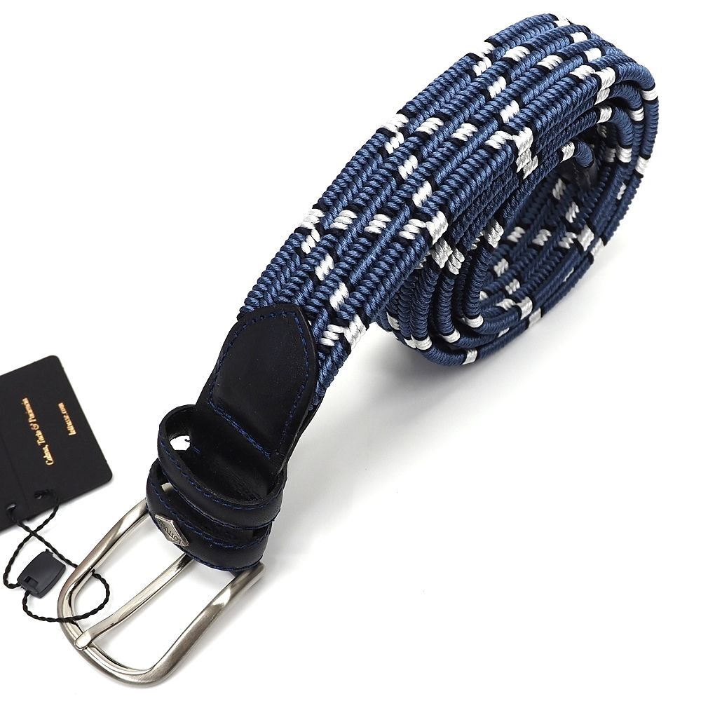 J06409 新品 LOTTUSSE/ストレッチ ベルト 【サイズ:100】 ブルー/ネイビー ゴルフウエア ロトゥセ メンズ拍卖